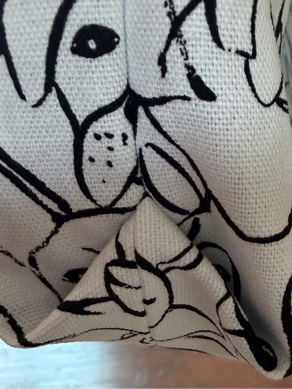White Dog Pattern Canvas Tote Bag - Handcrafted
